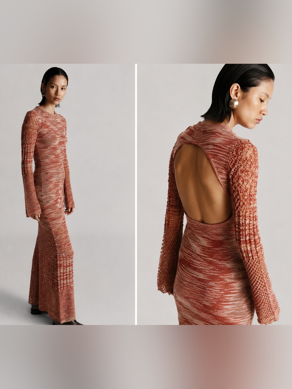 New! ESCVDO Murga Open-Back Knit Maxi Dress in Lacre Beige Baby Alpaca 🦙 Large